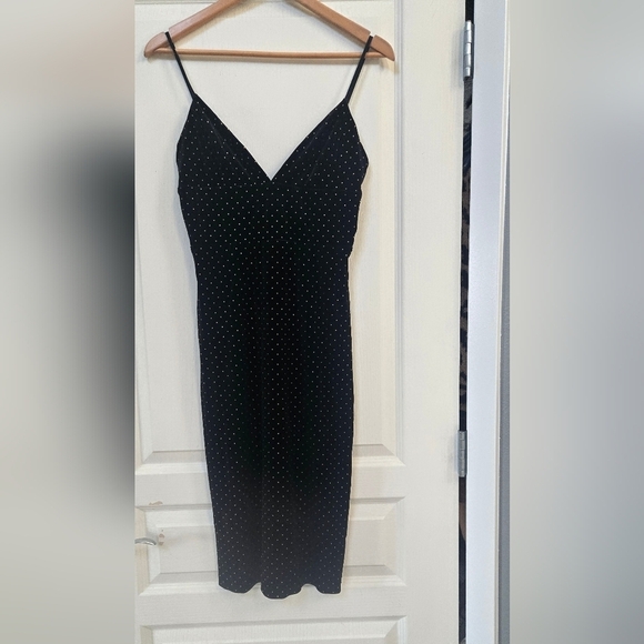 Amanda Uprichard Dresses & Skirts - NWT Amanda Uprichard Austria Black Velvet Gold Studded Midi Slip Dress Medium